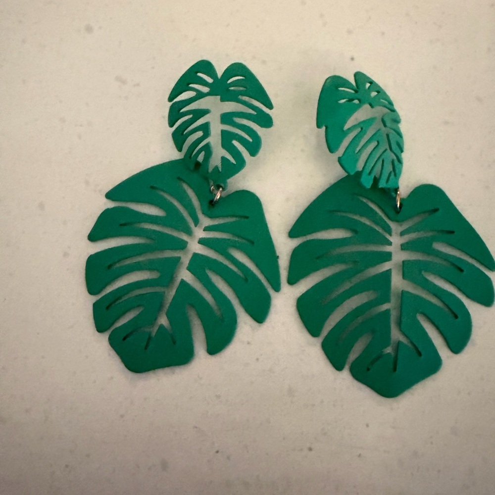 Green Leaf Earrings